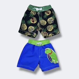 Hanna Andersson Boys Swim Trunks Size 2 Bundle Pineapple Sunglasses Dinosaur